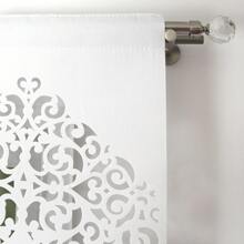 Fashionable Silver Silk Curtains, 1 Piece, 40*140cm And Other Sizes, Hollowed Out Felt Panel Design, Elegant Translucent, Light And Soft, Pocket Design, Suitable For Living Room, Dining Room And Kitchen, Perfect Match With Modern Style And Glamorous Style Home Decoration