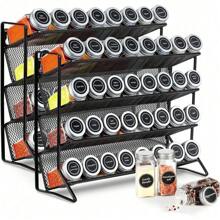 Trintion 2PC 3-Tier Spice Rack Free Standing Metal Kitchen Shelf Free Standing Counter Spice Organiser Metal Seasoning Bottle Organizer For Kitchen Countertop Cupboard Pantry (Black) - Black - View 1