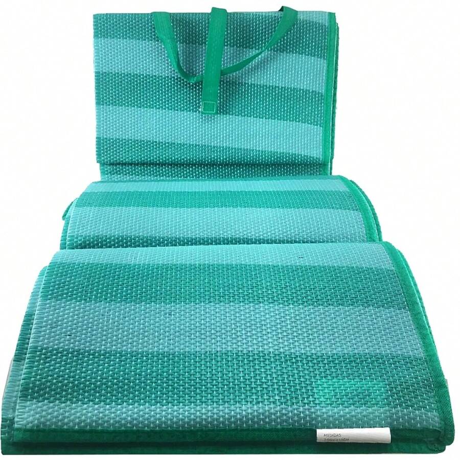 Esteira De Casal Tapete Praia Dobrável 200x150cm Vira Bolsa Areia Diversas Cores - Verde - Visão 1