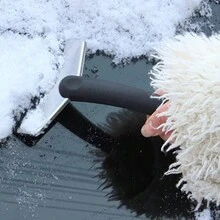 1 件长柄汽车雪铲 - 冬季刮冰器和除雪器，适用于汽车车窗和挡风玻璃的耐用橡胶铲 - 黑色 - 查看 9