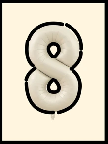 10pcs/Set 40inch (Approx. 101cm) Huge 0-9 Number Cartoon Balloons, Cartoon Balloons, Black & White Balloons, Aluminum Foil Polyester Balloons, White/Pink/Light Blue/Caramel/Cream/Cow Print Foil Balloons, For Birthday Party Decorative Balloon Props - Multicolor - View 61