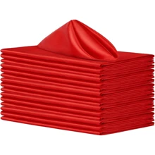 6/8/12/24/16 pièces Set de serviettes en satin de soie rouge, serviettes de table carrées en polyester lavables, convient pour la décoration de mariage et de fête - Multicolore - Voir 48