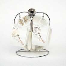 1 Giá để cốc bằng sắt mạ điện, treo không cần khoan, đựng được 2 cốc 2 đĩa, dùng cho nhà bếp, phòng khách - Nhiều màu - Xem 8