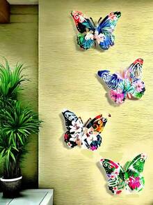 1pc/4pcs Kim loại bướm treo tường trang trí, bướm treo nhiều màu 3D thích hợp cho phòng khách, phòng ngủ, vườn, sân, hàng rào, tường, trang trí vườn, trang trí tiệc ngày lễ, Halloween, Giáng sinh, quà tặng Ngày của Mẹ, Ngày của Cha - Phù hợp cho mùa xuân, hạ, thu và đông - Không có lông vũ - Không cần điện - Nhiều màu - Xem 2