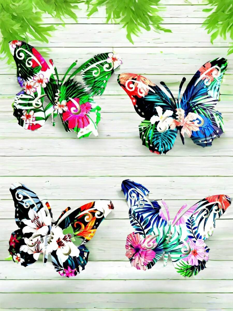 1pc/4pcs Kim loại bướm treo tường trang trí, bướm treo nhiều màu 3D thích hợp cho phòng khách, phòng ngủ, vườn, sân, hàng rào, tường, trang trí vườn, trang trí tiệc ngày lễ, Halloween, Giáng sinh, quà tặng Ngày của Mẹ, Ngày của Cha - Phù hợp cho mùa xuân, hạ, thu và đông - Không có lông vũ - Không cần điện - Nhiều màu - Xem 1