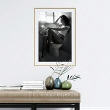 1 件厕所里的女人，吸烟，黑白画，创意帆布海报，帆布墙艺术装饰画，现代艺术品壁画，送朋友节日礼物，卧室，浴室，办公室，客厅，咖啡厅，酒吧，墙壁装饰，宿舍和家庭装饰，无框 - 彩色 - 查看 3