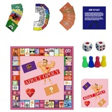 成人情侣游戏之夜，大富翁棋盘游戏，情侣约会必备，卡牌筹码，情侣棋盘，有趣又欢乐的游戏 - 粉色 - 查看 2