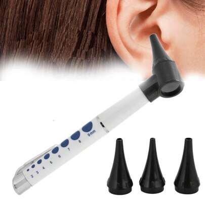 1 件迷你诊断耳镜套件，带高分辨率 LED 耳灯、便携式耳镜、带灯的耳检眼镜笔、耳朵放大镜耳朵清洁器套装笔灯手电筒耳朵护理检眼镜诊断耳镜（不含电池）