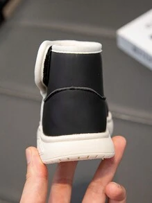 1 pereche de cizme de zăpadă pentru copii înalte și groase, cu talpă groasă, cu talpă moale, calde, la modă și versatile - Negru - Vizualizare 8