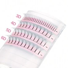 240/120 peças Leques de Volume Pré-Montados 3D 4D 5D 6D 8-15mm C D Curl Russo, Extensões de Cílios com Haste Longa, Agrupamentos de Cílios, Cílios Individuais, Cílios, Cílios Falsos - C - Visão 3