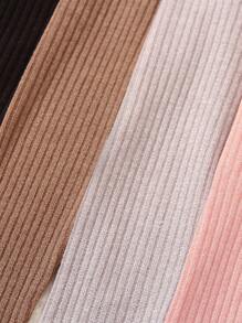 4pcs Young Girl Solid Color Knitted Rib Leggings, Casual And Lightweight Pants