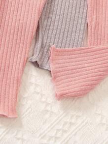 4pcs Young Girl Solid Color Knitted Rib Leggings, Casual And Lightweight Pants