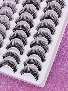 AYRMILLA 20对混合款自然假睫毛，蓬松柔软，浓密3D貂毛，黑色长款，多层短款加厚款，超长浓密款，打造迷人妆容 - 黑色 - 查看 6