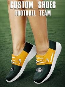 Men's Custom Logo Custom Name Loafers, Green Bay Football Designed Lightweight Comfortable London Sole Canvas Shoes For Spring, Summer, Autumn And Winter, Slouchy Loafers, Personalized Fun Unique Gift For Mom/Dad/Her/Him/Girlfriend/Boyfriend/Wife/Husband/Friend