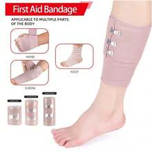 Kit 3 Elastic Bandages High Compression Bandage Nursing Orthopedics Varicose Veins Swelling - Beige - View 5