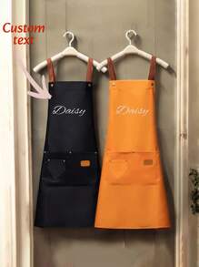 1pc Custom Apron With Pockets, Personalized Apron, Canvas Apron, Embroidery Apron, Custom Kitchen Apron, Personalized Chef Apron,Mother's Day Gifts - Multicolor - View 1