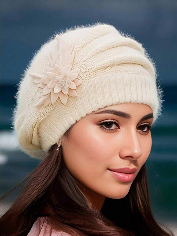 1 pezzo Berretto di lana morbido per donna - Cappello invernale in acrilico caldo e elastico con protezione per le orecchie, perfetto per sciare e attività all'aperto