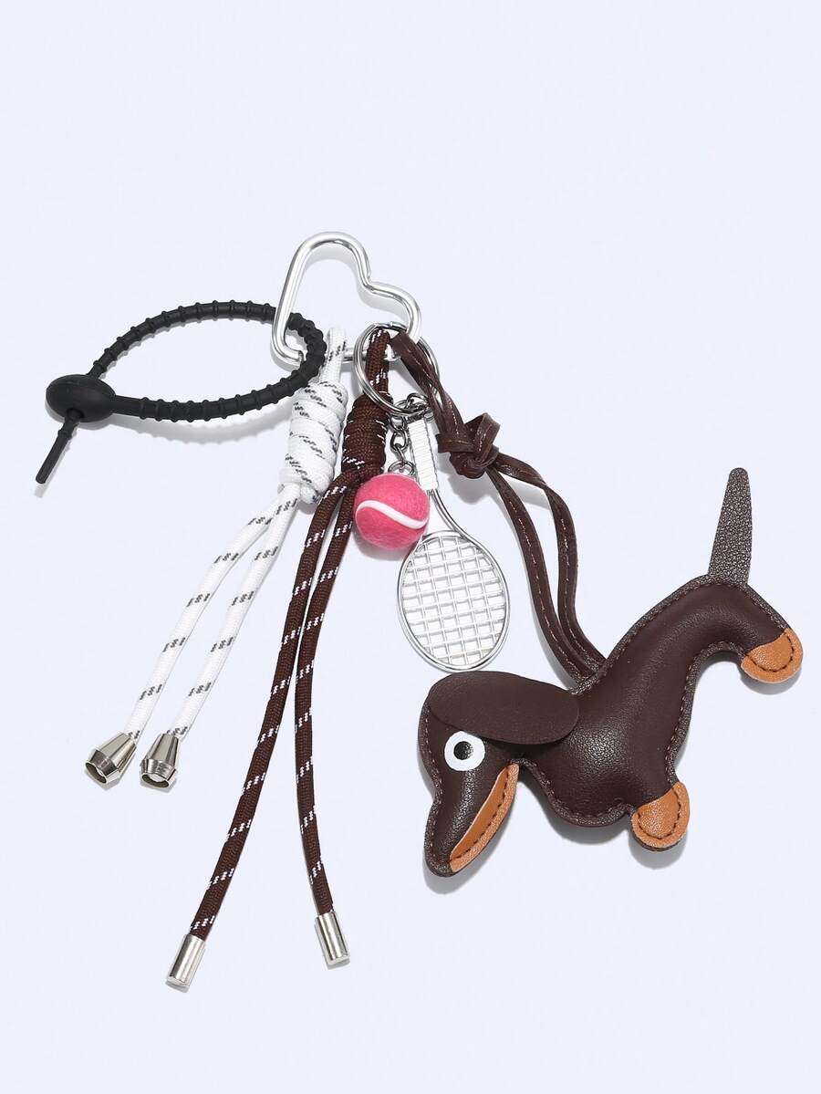 1 pieza Llavero de mujer con diseño de raqueta de tenis personalizada, accesorio colgante tipo perro salchicha de estilo INS para bolso, regalo del Día de Acción de Gracias Y2K - Multicolor - Ver 1