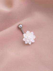 1 件牡丹花肚脐钉不锈钢女士防过敏时尚花朵肚脐钉身体首饰日常佩戴 - 彩色 - 查看 2
