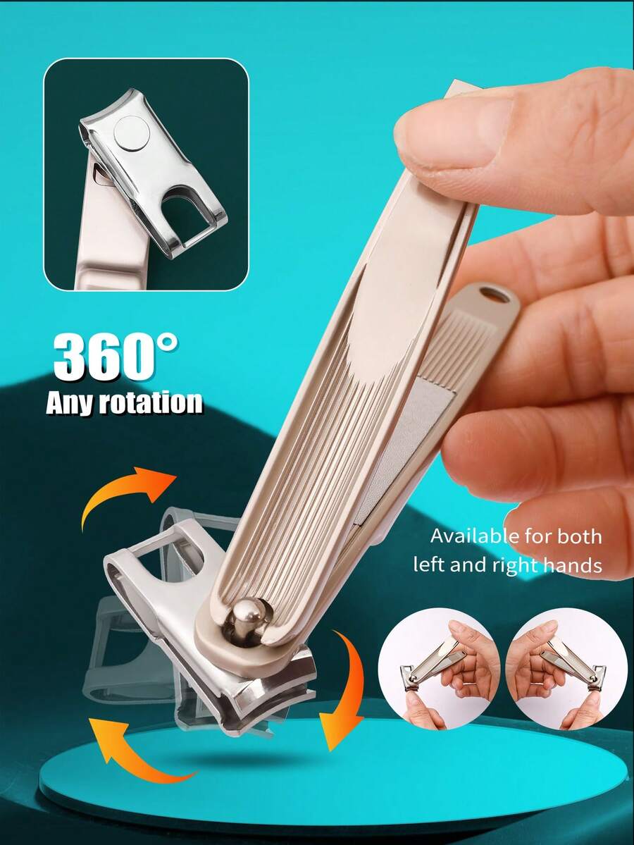 1 件 360 度旋转指甲刀，家用便捷防溅不锈钢指甲刀 - 香檳色 - 查看 1