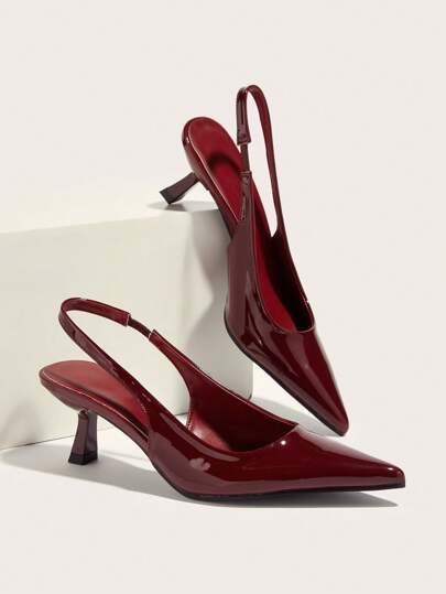 Burgunderrote Spitze-Band-Stiletto-Highheels, sexy für Hochzeit & Party