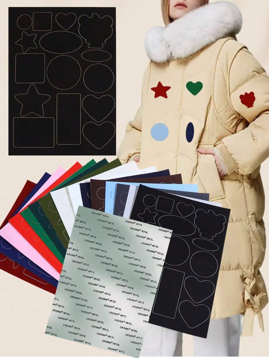 Parche geométrico de nailon adhesivo para reparar abrigos de plumas, impermeable, sin desprendimiento, alta adherencia, Día de San Valentín