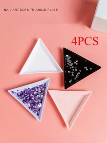 4/5/40PCS Triangle Rhinestone Nail Art Storage Box - Multi-Functional Plate Tray Holder And Compact Container For Nail Art Supplies, Jewelry Glitter Cup, And Decoration Dotting Tool - Complete Set For Nail Art Enthusiasts