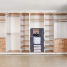 3 Bolsas de Almacenamiento Grande con Asas y Ventana Transparente Organizador de Ropa, para Almacenar - Gris Claro - Ver 5