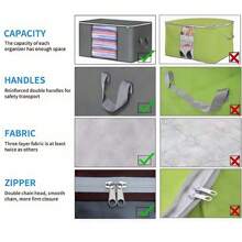 3 Bolsas de Almacenamiento Grande con Asas y Ventana Transparente Organizador de Ropa, para Almacenar - Gris Claro - Ver 4