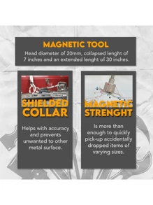 Extendable Magnetic Pick Up Tool, Telescopic Magnetic Grabber Tool, Suitable For Mechanics, Home, Office And Industry, Stainless Steel, Black Handle