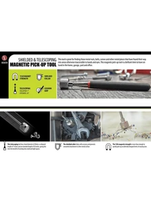 Extendable Magnetic Pick Up Tool, Telescopic Magnetic Grabber Tool, Suitable For Mechanics, Home, Office And Industry, Stainless Steel, Black Handle