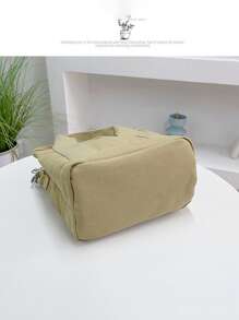 定制图案日式帆布包，时尚简约大容量手提包，适合办公室午餐包，学生通勤包，便携单肩包，适合日常使用或作为礼物 - 彩色 - 查看 8