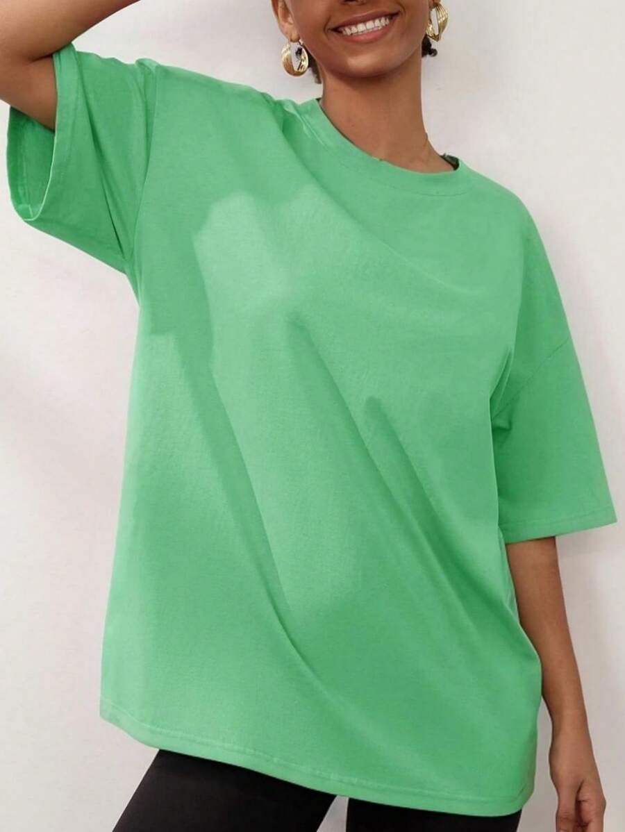 Women's Plus Size T Shirts Oversized Tees Summer Half Sleeve Crew Neck Tunic Tops - 綠色 - 查看 1