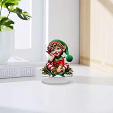 1 件亚克力圣诞桌面装饰，2D 桌牌，适用于卧室、客厅、办公室、室内/室外艺术装饰，送给朋友的礼物 - 彩色 - 查看 2