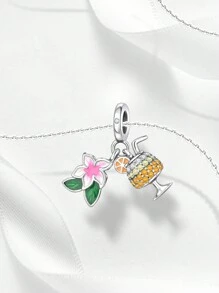 STYFNE 1 件 S925 镀银鸡尾酒杯、小麦啤酒、红酒、花朵、咖啡豆装饰吊坠、手工 DIY 珠宝、送给女朋友或好朋友的日常小礼物 - 銀色 - 查看 11