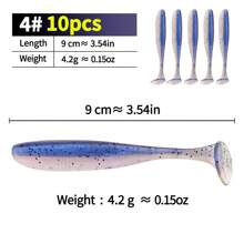 10pcs/20pcs Bicolor T-Shaped Soft Fishing Lures, Smooth Bent-Mouthed Chub Baits, Suitable For Fresh Water And Saltwater Realistic Soft Baits, Fishing Gear, Fishing Accessories