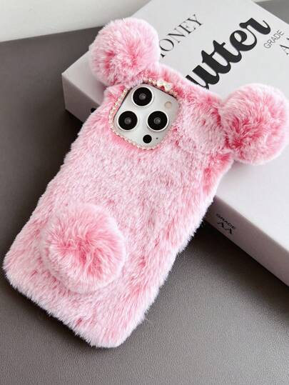 1 pieza Funda de teléfono antideslizante de peluche con diseño de panda compatible con iPhone/Redmi/OPPO/otros teléfonos