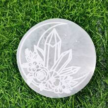 1PC 10CM Natural Crystal Selenite Slice Slab Sun Moon White Gypsum Charging Plate Cleansing Tree Of Life Energy Stone Meditation Divination Fengshui