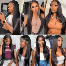200% Density HD Lace Front Wigs Human Hair Real Full Large Lace Space 13x6 Straight Lace Frontal Wigs Human Hair Pre Plucked For Women - Black - View 8