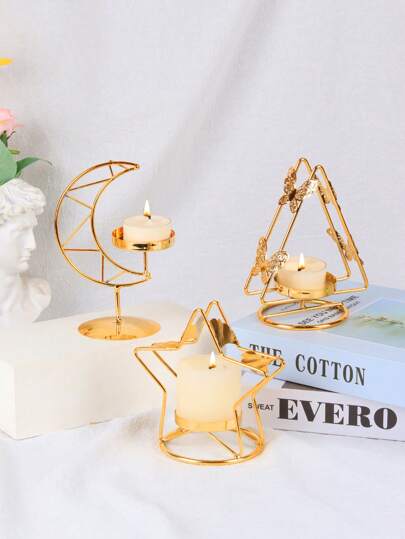 1PC Elegant Metal Candlestick, Suitable For Wedding And Party Table Centers, Romantic Themes, Desktop Decoration, Festival Party Decoration, Festival Decoration Home Furnishings