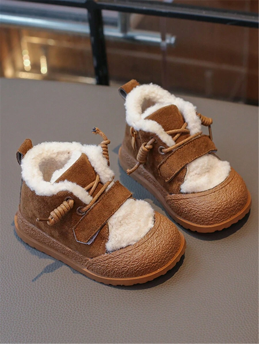 Toddler Winter Snow Boots, Girls Plush Ankle Boots, Boys Thermal Lined High-Top Warm Winter Shoes