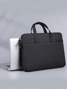 Customize Your Exclusive Embroidered Text Laptop Shoulder Bag, 14 Inch Laptop Or Tablet, Made Of Stylish, Waterproof Fabric, Lightweight Top Loading Machine, Business, Leisure Or School Solid Color, Simple And Elegant Laptop And Tablet Bag, Protective Bag, Laptop Large Capacity Storage Bag, Portable Travel, Work Commuting, Student Class Laptop Storage
