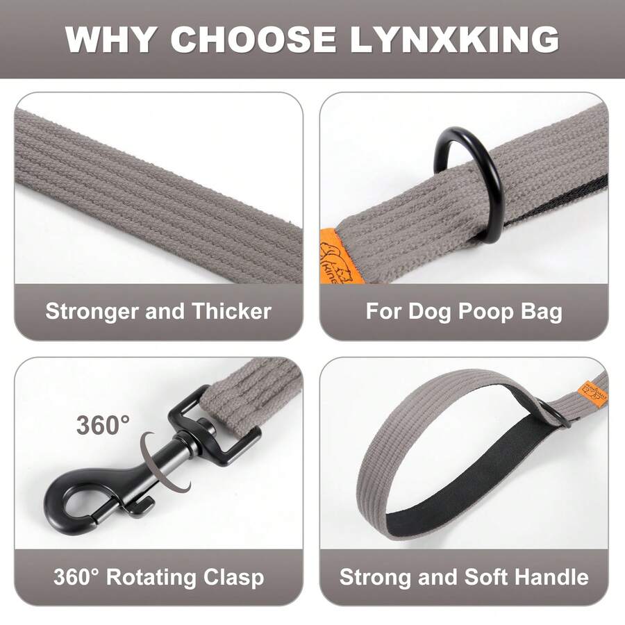 Heavy Duty Double Handle Dog Leash With 2 Padded Handles, Safe Walking