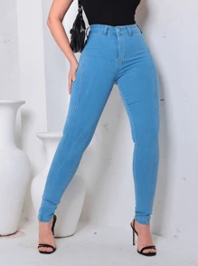 Women Jeans - 淺色水洗藍 - 查看 2