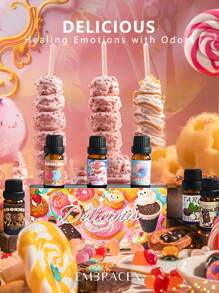 EMBRACEX. 6pcs/Set 10ml Delicious Dessert Fragrance Essential Oil Set, Gourmet Scented Oils, Aromatherapy Oils, Gift Box, Women's Fragrance, Cookie, Lollipop, Bubblegum, Marshmallow, Chocolate, Taro, 6pcs Premium Fragrance Oil Set For Diffuser, Candle Making - Delicious Essential Oil Gift Set - View 2