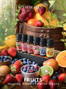 EMBRACEX. 6PCS/1Set 10ML Fruits Perfume Set Essential Oils Aromatherapy Oils Gift Box Perfume For Women Fruity Fragrance Oil For Candle & Soap Making Holamay Premium Essential Oils - Raspberry Cherry Strawberry Blueberry Mango Apple