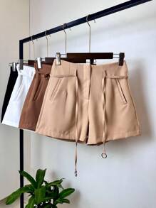 Women Shorts - 米色 - 查看 3