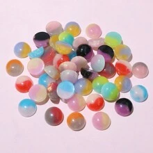 50 chiếc 12mm màu ngẫu nhiên pha trộn nhựa Cabochon Cameo phẳng mặt sau tròn DIY làm đồ trang sức phụ kiện phát hiện cho bông tai vòng cổ - trộn ngẫu nhiên - Xem 6