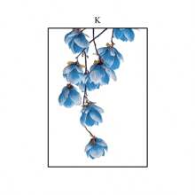 YIKES 1 pièce Murale en canevas florale bleue et blanche, pissenlit, pivoine, orchidée, affiche et impression de plante à fleurs, cadeau idéal pour la décoration moderne d'une salle de séjour et de la maison, sans cadre