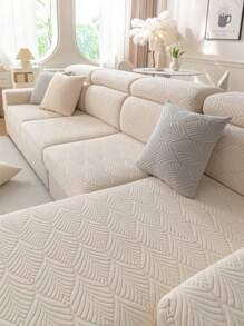1 件弹性沙发座垫套，4 季通用防滑沙发套全包裹沙发套，防尘，可机洗，宠物友好，适用于卧室、办公室、客厅的 L 形沙发和 1/2/3/4 座 - 米色 - 查看 5